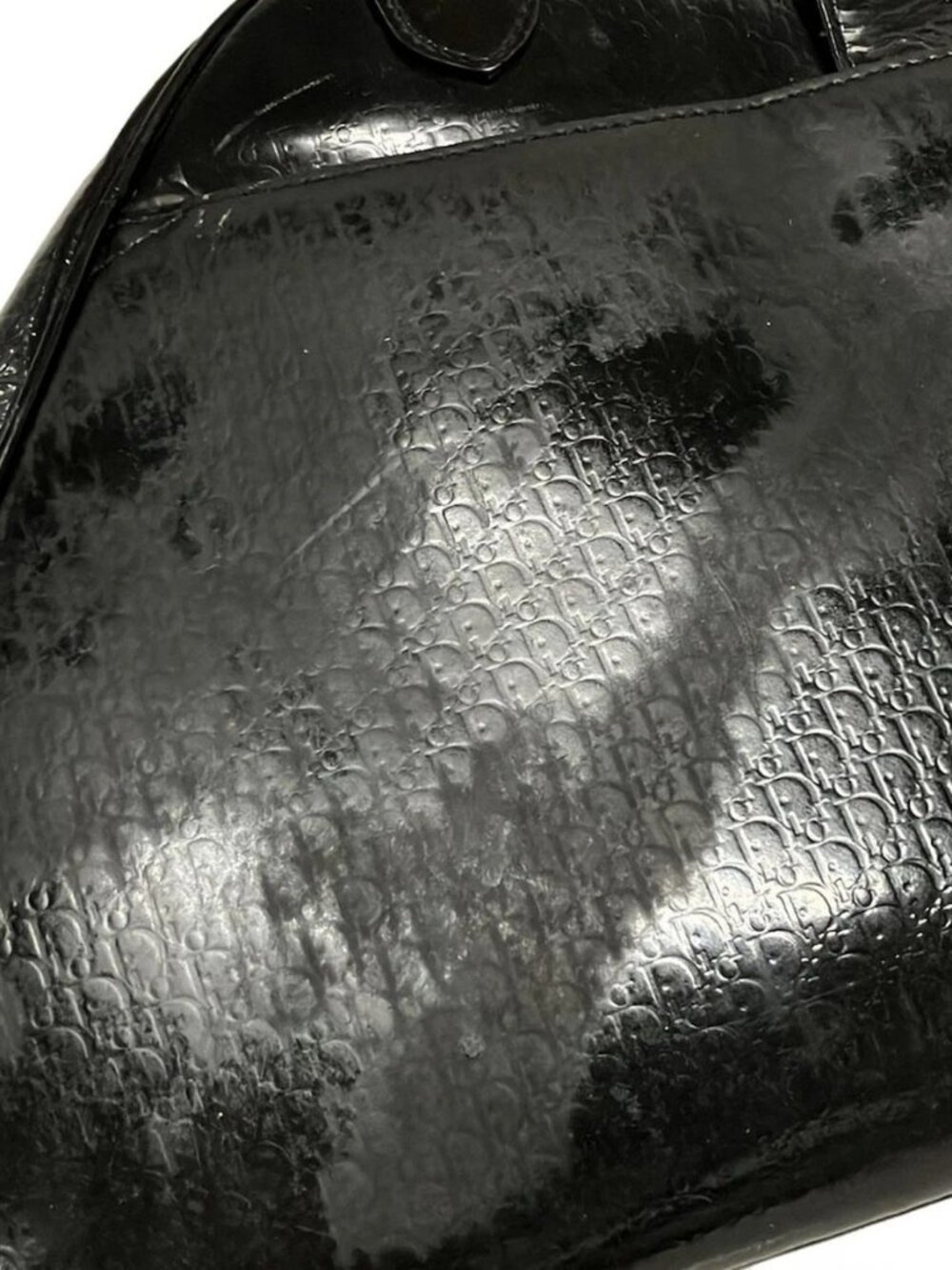 DIOR/ChristianDior Double Saddle Bag Black Patent Leather Handbag - Picture 14 of 15